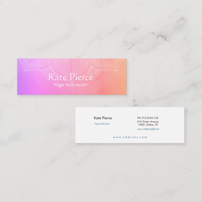 Mini Carte de visite Mandala violet et orange (Devant / Derrière)