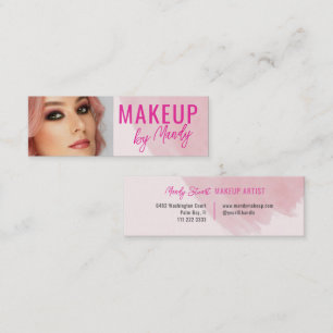 Mini Carte de visite Maquillage Aquarelle Rose avec Pho
