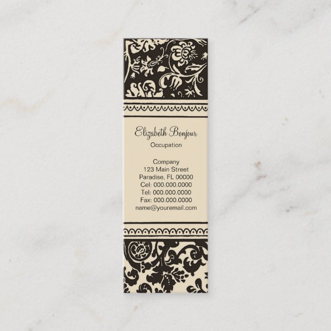 Mini Carte de visite mince de ~ de crème française (Devant)