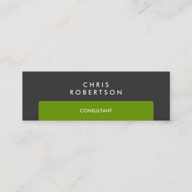 Mini Carte de visite mince Gris vert professionnel (Devant)