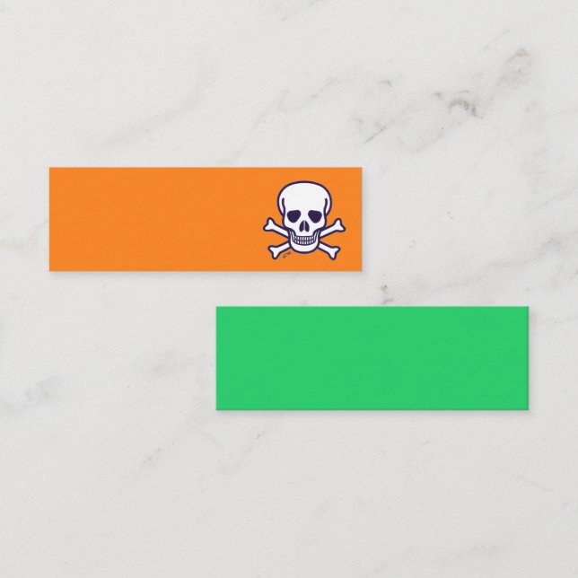 Mini Carte de visite miniature orange et verte Skull n  (Devant / Derrière)