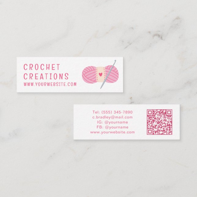 Mini Carte de visite miniature QR Code au crochet de fi (Devant / Derrière)