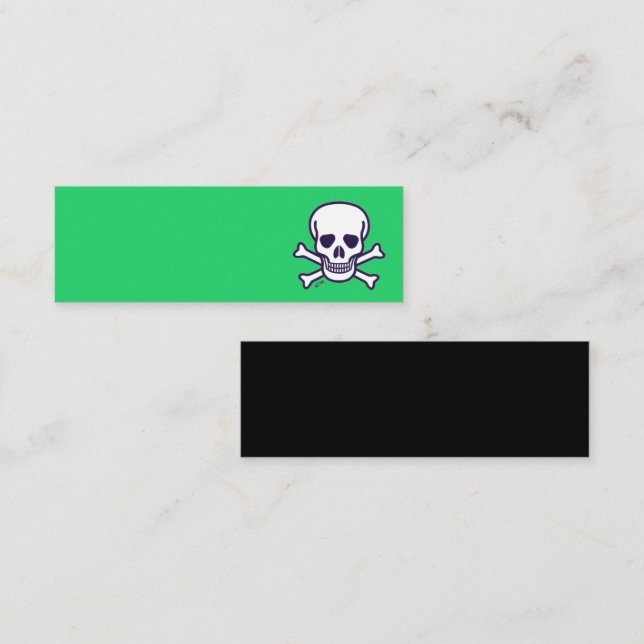 Mini Carte de visite miniature verte et noire Skull n B (Devant / Derrière)