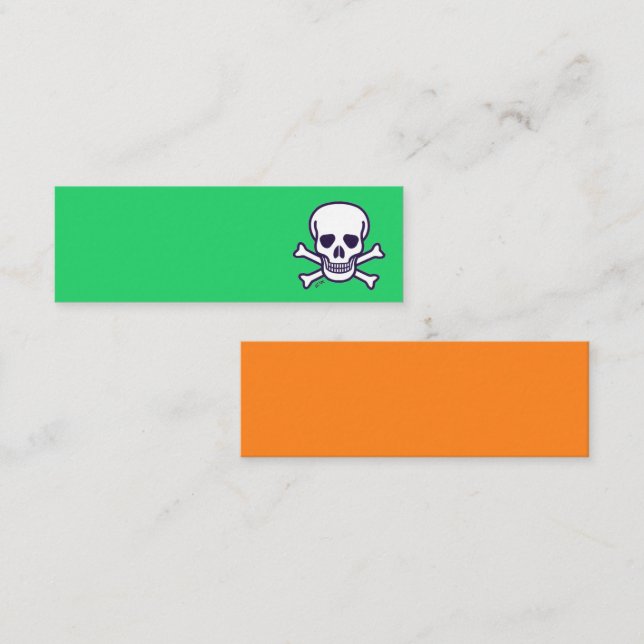 Mini Carte de visite miniature verte et orange Skull n  (Devant / Derrière)