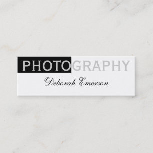 Mini Carte de visite moderne slim blanche noire script