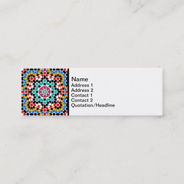 Mini Carte de visite motif islamique (Devant)