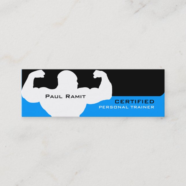 Mini Carte de visite personnel de noir bleu (Devant)