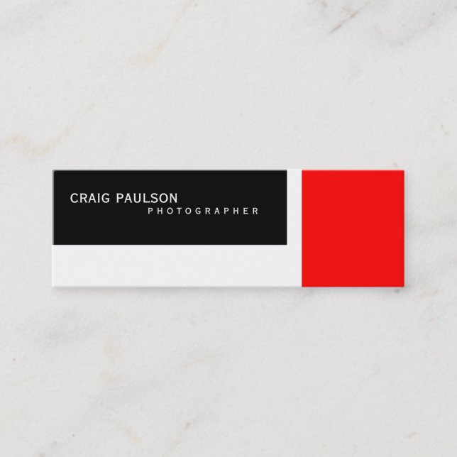 Mini Carte de visite photo noir noir blanc rouge (Devant)