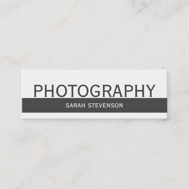 Mini Carte de visite photographe blanc à rayures gris c (Devant)