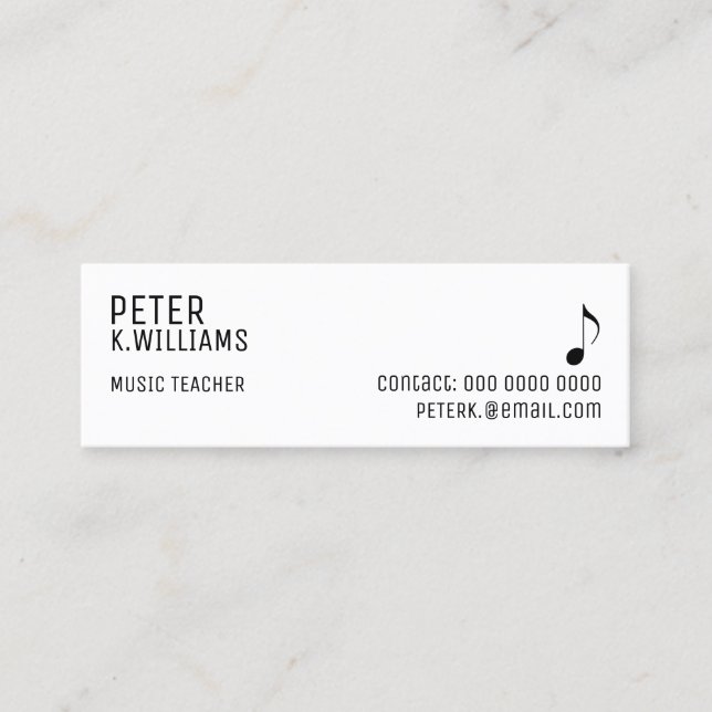 Mini carte de visite pour un professeur de musique (Devant)
