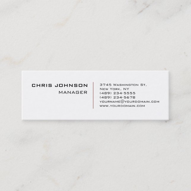 Mini Carte de visite professionnelle blanche rouge tend (Devant)