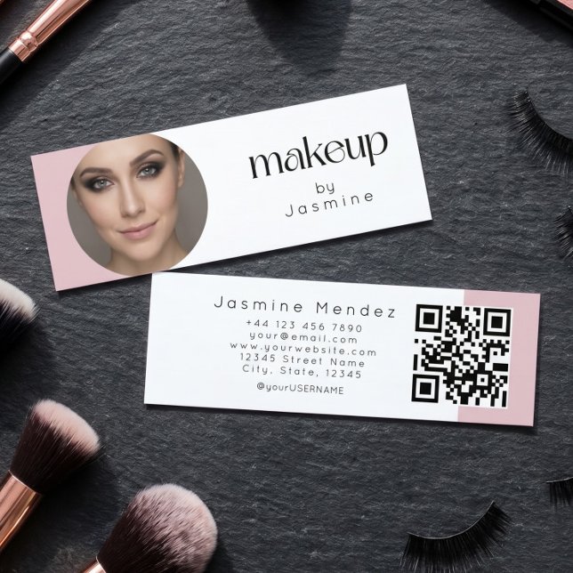 Mini Carte de visite professionnelle MUA Slim Pink Whit (Créateur téléchargé)