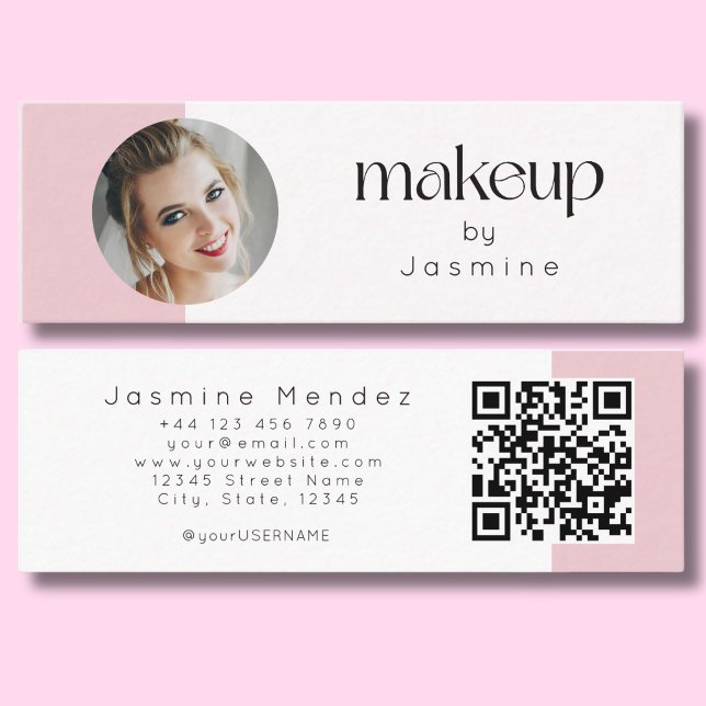 Mini Carte de visite professionnelle MUA Slim Pink Whit (Créateur téléchargé)