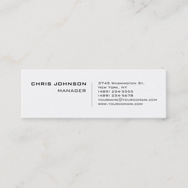Mini Carte de visite Slim White Charming Manager (Devant)