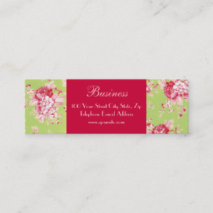 Mini Carte de visite vert maigre 2 de roses chics