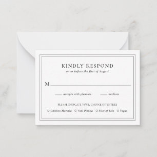 Mini carte RSVP de mariage simple et élégant