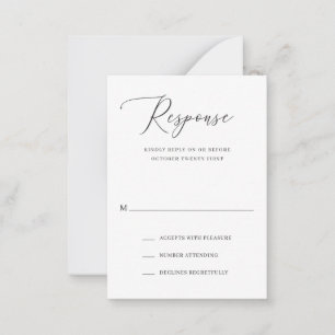 Mini carte RSVP de mariage simple et élégant