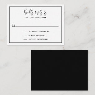 Mini carte RSVP Mariage traditionnel noir blanc