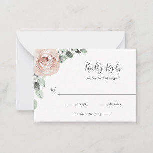 Mini carte RSVP Rose rose Floral Dusty