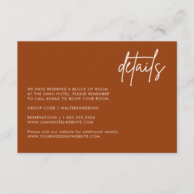 Mini Cartes de détails Mariage en terre cuite (Devant)