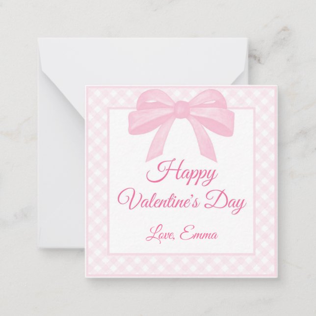 Mini Cartes de la Saint Valentin Pink Bow (Devant)
