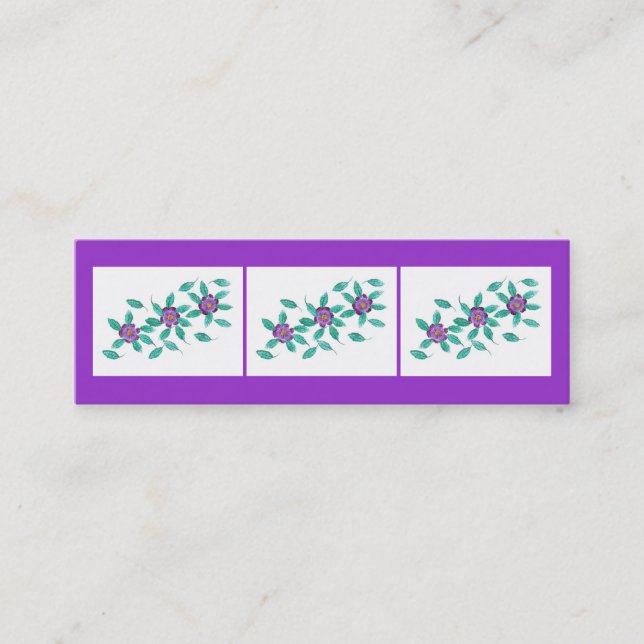 Mini cartes de signet, fleurs pourpres de (Devant)