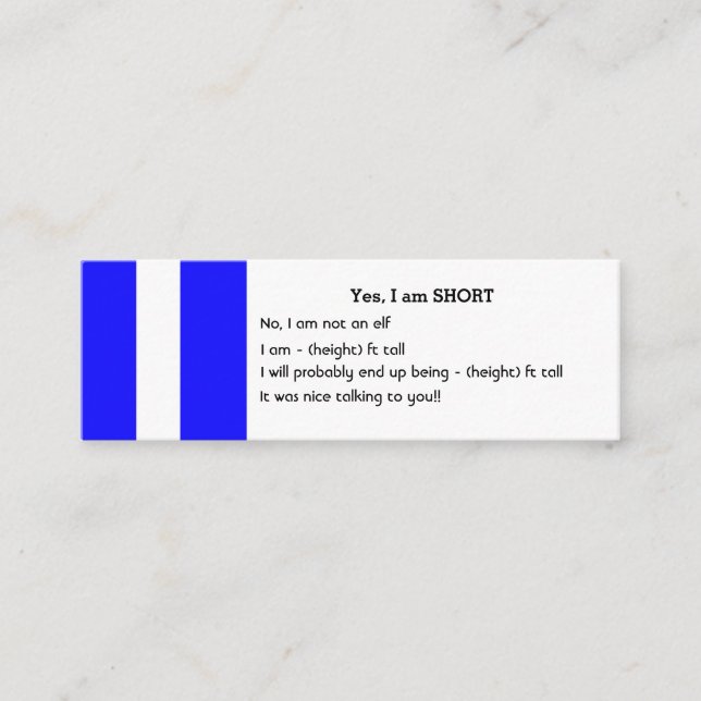 Mini cartes de visite COURTS de personnes (Devant)