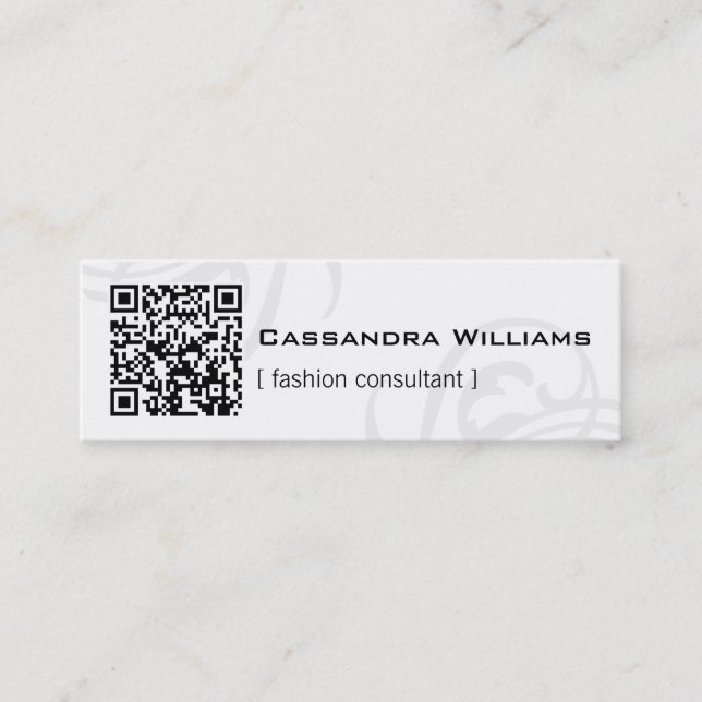 Mini cartes de visite de CODE de QR noir et blanc (Devant)