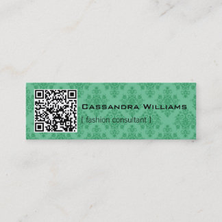 Mini cartes de visite de CODE vert de la damassé