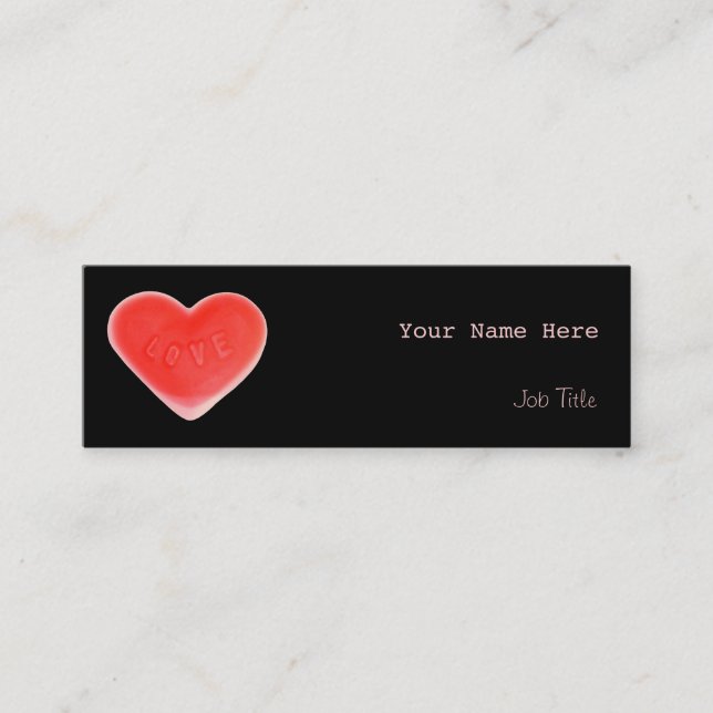 Mini Coeur doux carte de visite noir rouge maigre (Devant)