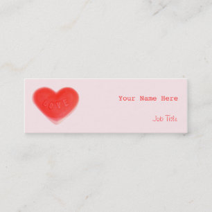 Mini Coeur doux rose carte de visite rouge maigre