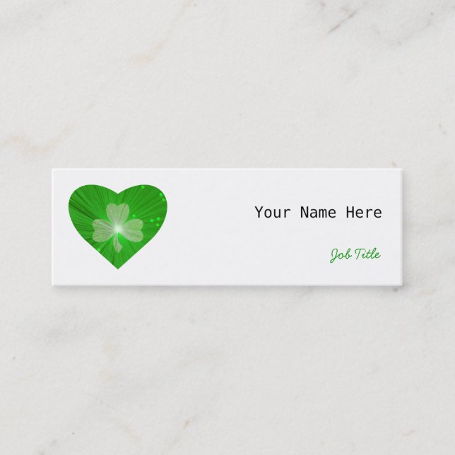 Mini Coeur shamrock carte de visite côté blanc maigre (Devant)