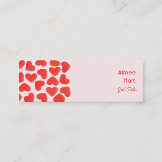 Mini Coeurs doux carte de visite rose côté maigre (Devant)