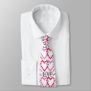 Mini col cravate rose rouge AMOUR