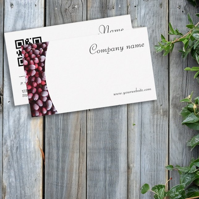 Mini Cornel photo QR Carte de visite (Minimalist Cornel berry photo QR Business Card)