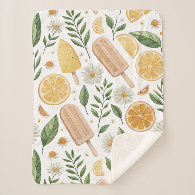 Mini couverture sherpa Citrus Popsicle – Petite (Devant)