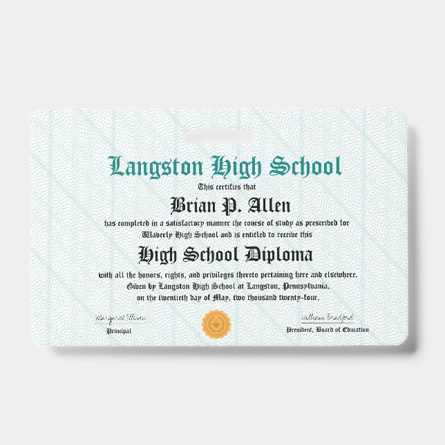 Mini diplôme - Badge taille paquet Brian  (Avant)