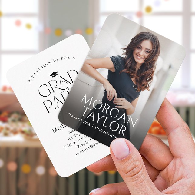 Mini Élégance Gracieuse Photo Invitation de Remise (Mini Graceful Elegance Photo Graduation Invite)