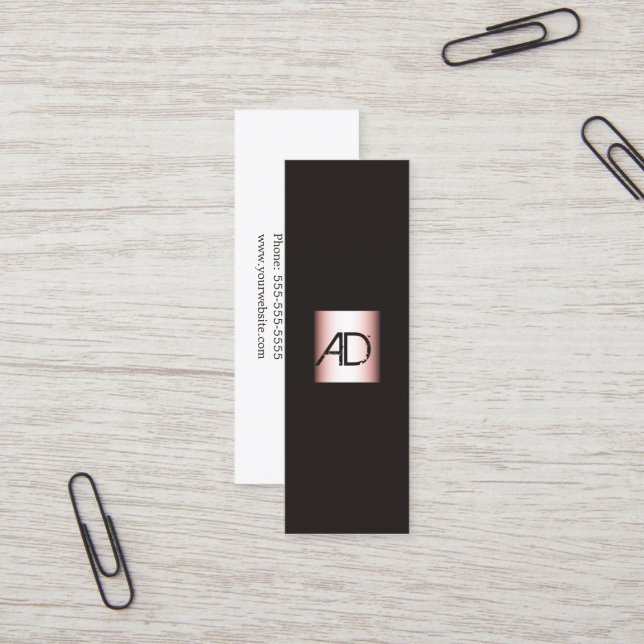 Mini Élégant Carte de visite de maquillage de monogramm (Devant/Arrière en situation)