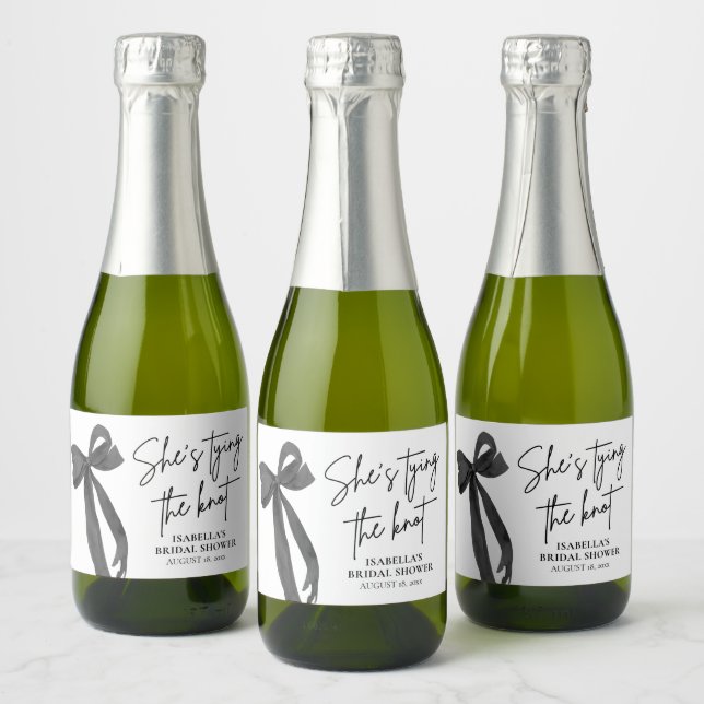 Mini étiquette de fête prénuptiale avec nœud noir (Bouteilles)