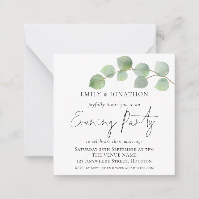 MINI Eucalyptus Mariage Invitation de soirée (Devant)