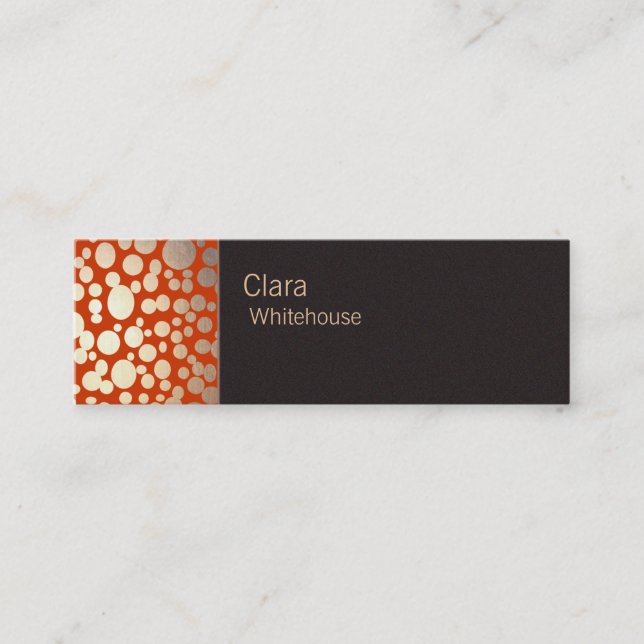 Mini Faux Gold Leaf Motif Orange Carte de visite (Devant)