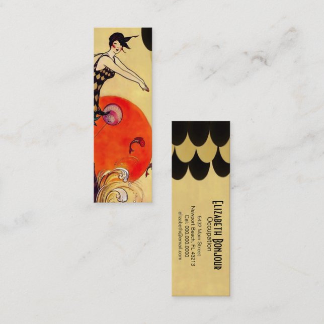 Mini Fille de natation - carte de visite mince (Devant / Derrière)