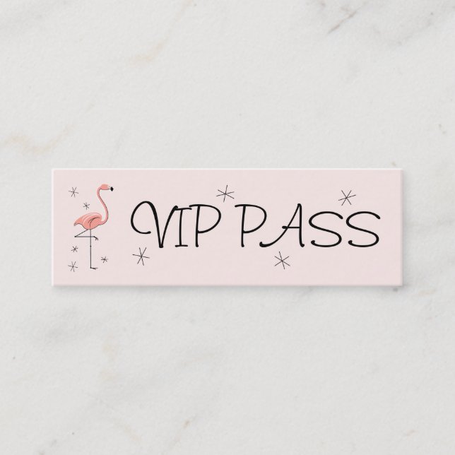 Mini Flamant rose rose 'VIP PASS' carte de visite maigr (Devant)