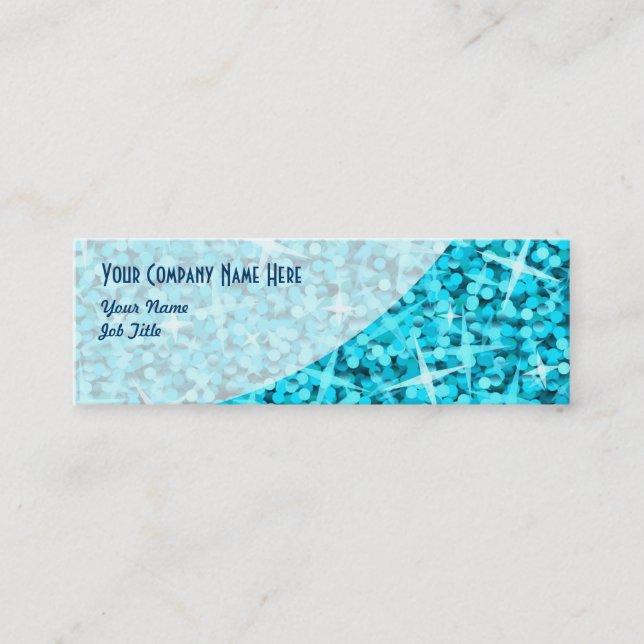 Mini Glitz bleu Curve carte de visite maigre (Devant)