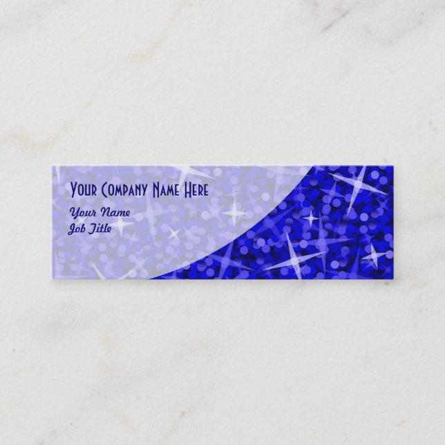 Mini Glitz bleu foncé Courbe carte de visite maigre (Devant)