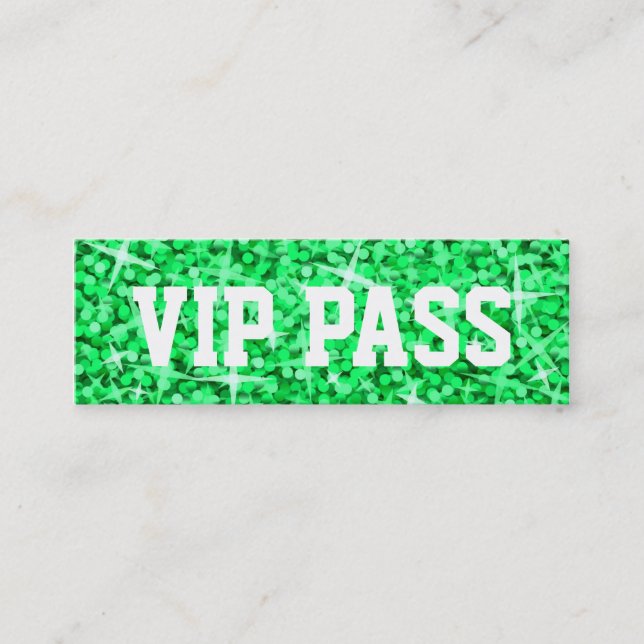 Mini Glitz Green 'VIP PASS' carte de visite maigre (Devant)
