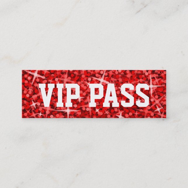 Mini Glitz Red 'VIP PASS' carte de visite maigre (Devant)