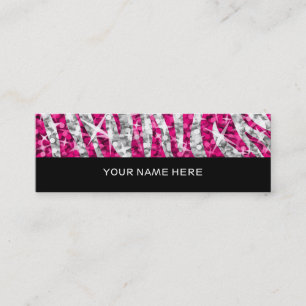 Mini Glitz Zebra carte de visite rose maigre noir
