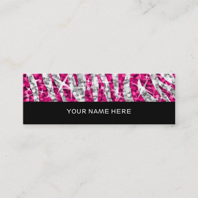 Mini Glitz Zebra carte de visite rose maigre noir (Devant)